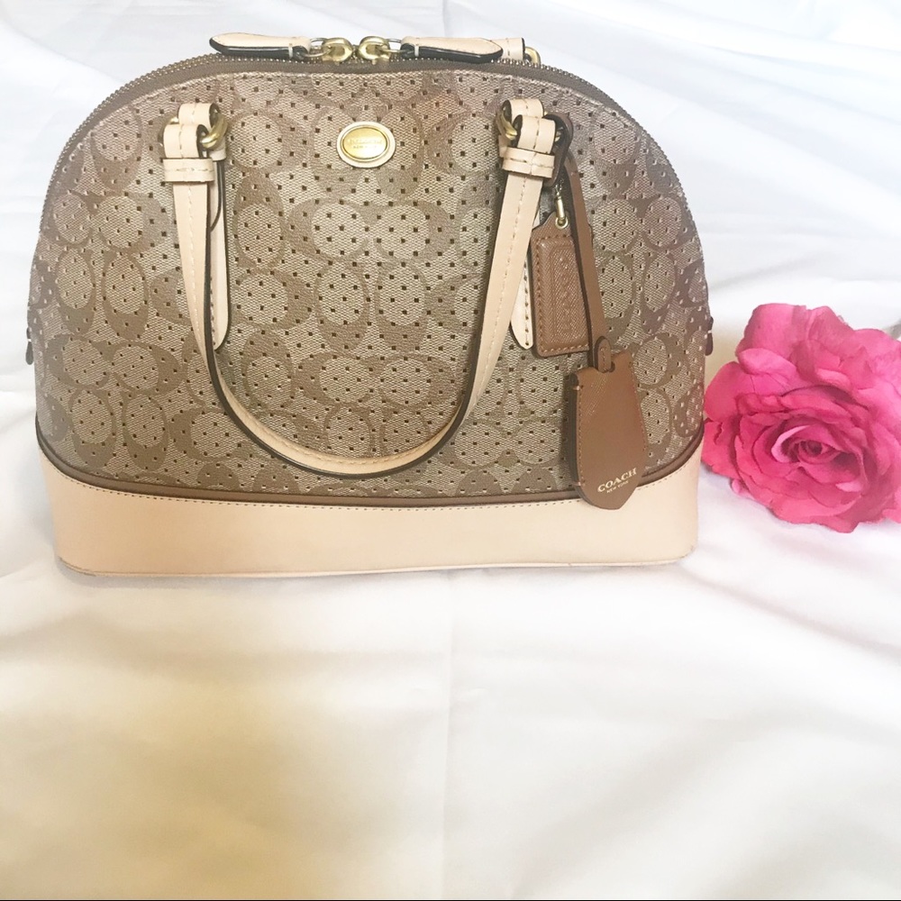 Authentic Coach Peyton Perforated Cora Domed Satchel